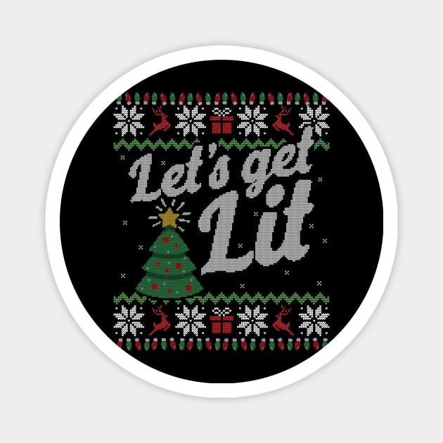 Ugly Christmas Sweater Lets Get Lit Tree Magnet by HolidayoftheWeek